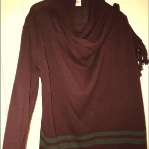 Maroon grey stripe CAbi sweater